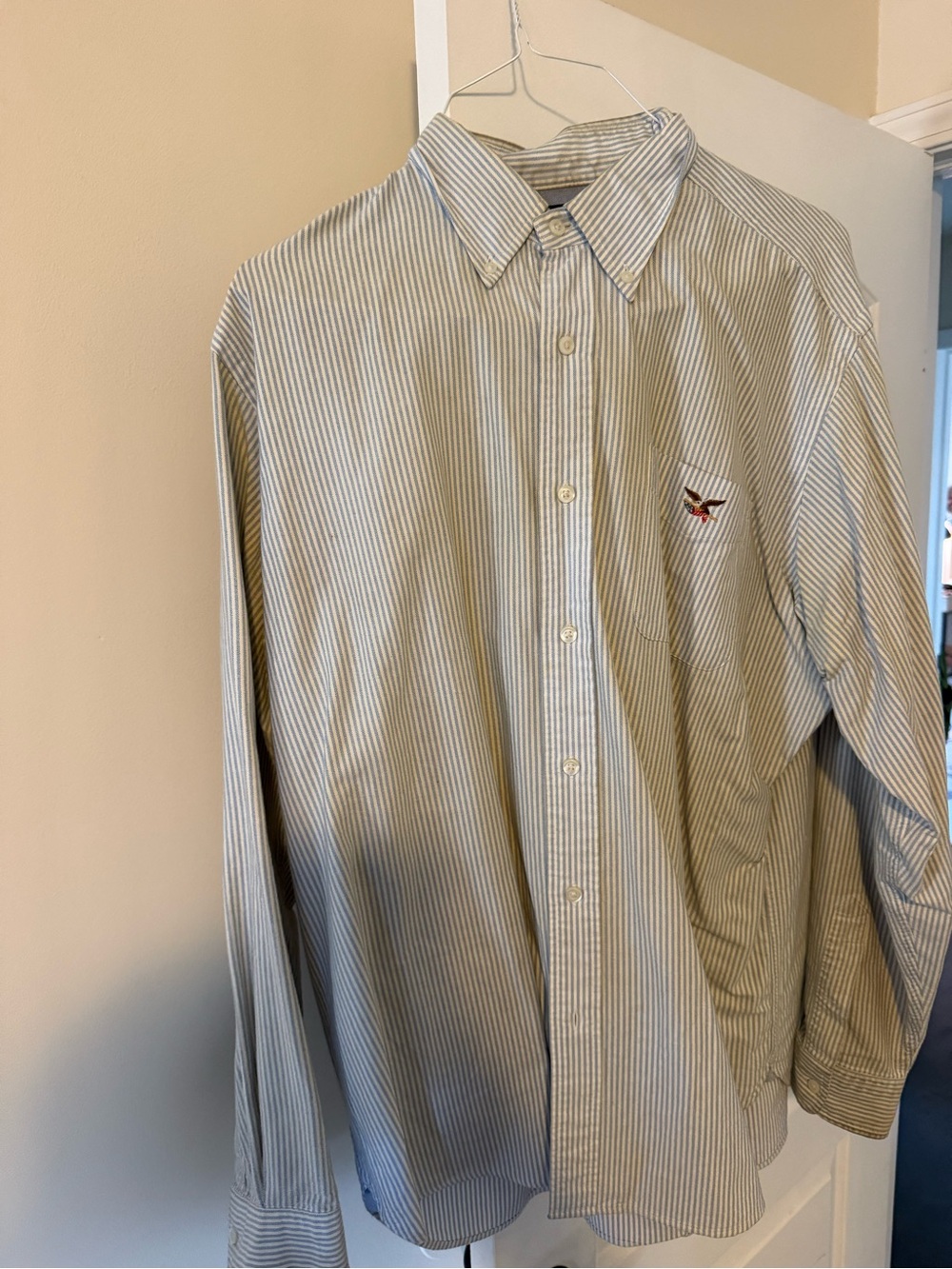 American Living Light Blue and White Striped Dress Shirt